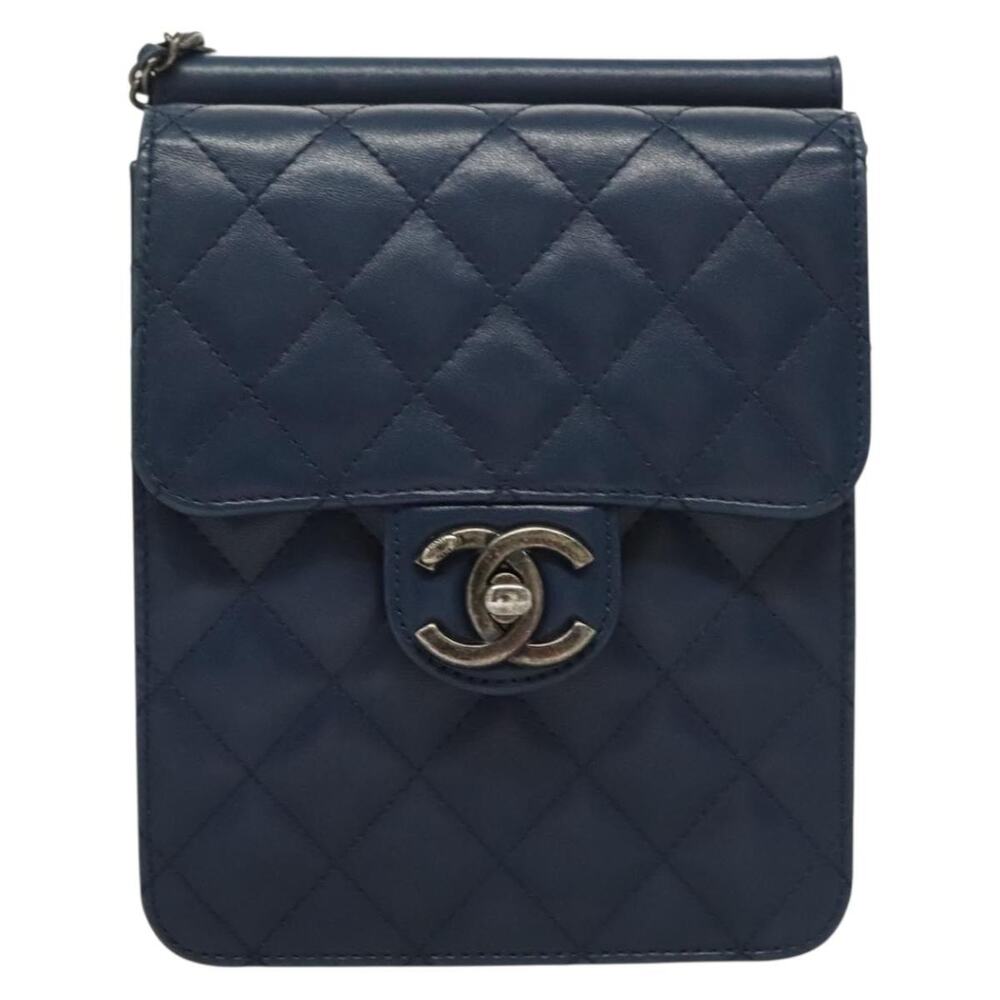Chanel Lambskin Leather Chain Crossbody Bag Blue